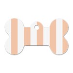 Vertical Stripes - White and Apricot Orange Dog Tag Bone (One Side)