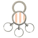 Vertical Stripes - White and Apricot Orange 3-Ring Key Chain