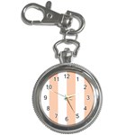 Vertical Stripes - White and Apricot Orange Key Chain Watch