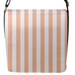 Vertical Stripes - White and Apricot Orange Flap Closure Messenger Bag (S)