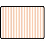 Vertical Stripes - White and Apricot Orange Double Sided Fleece Blanket (Large) (Two Sides)