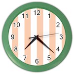 Vertical Stripes - White and Apricot Orange Color Wall Clock