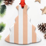 Vertical Stripes - White and Apricot Orange Christmas Tree Ornament (Two Sides)