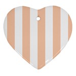 Vertical Stripes - White and Apricot Orange Heart Ornament (Two Sides)
