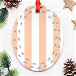 Vertical Stripes - White and Apricot Orange Ornament (Bell) Ornament (Oval Filigree)