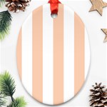 Vertical Stripes - White and Apricot Orange Oval Ornament (Two Sides)