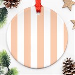 Vertical Stripes - White and Apricot Orange Round Ornament (Two Sides)