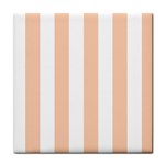 Vertical Stripes - White and Apricot Orange Tile Coaster