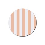 Vertical Stripes - White and Apricot Orange Rubber Coaster (Round)