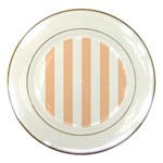 Vertical Stripes - White and Apricot Orange Porcelain Plate
