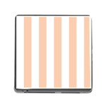 Vertical Stripes - White and Apricot Orange Memory Card Reader (Square)