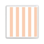 Vertical Stripes - White and Apricot Orange Memory Card Reader with Storage (Square)