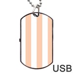 Vertical Stripes - White and Apricot Orange Dog Tag USB Flash (One Side)