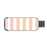 Vertical Stripes - White and Apricot Orange Portable USB Flash (Two Sides)