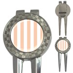 Vertical Stripes - White and Apricot Orange 3-in-1 Golf Divot