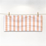 Vertical Stripes - White and Apricot Orange Hand Towel