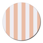 Vertical Stripes - White and Apricot Orange Round Mousepad