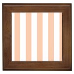 Vertical Stripes - White and Apricot Orange Framed Tile