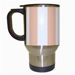 Vertical Stripes - White and Apricot Orange Travel Mug (White)