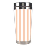 Vertical Stripes - White and Apricot Orange Stainless Steel Travel Tumbler