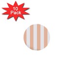 Vertical Stripes - White and Apricot Orange 1  Mini Button (10 pack)