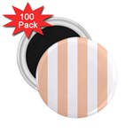 Vertical Stripes - White and Apricot Orange 2.25  Magnet (100 pack)