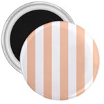 Vertical Stripes - White and Apricot Orange 3  Magnet