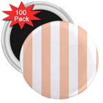 Vertical Stripes - White and Apricot Orange 3  Magnet (100 pack)