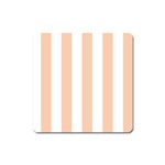 Vertical Stripes - White and Apricot Orange Magnet (Square)