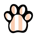 Vertical Stripes - White and Apricot Orange Magnet (Paw Print)
