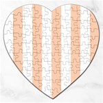 Vertical Stripes - White and Apricot Orange Jigsaw Puzzle (Heart)
