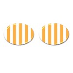 Vertical Stripes - White and Pastel Orange Cufflinks (Oval)