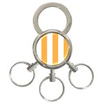 Vertical Stripes - White and Pastel Orange 3-Ring Key Chain