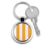 Vertical Stripes - White and Pastel Orange Key Chain (Round)