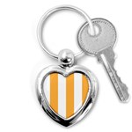 Vertical Stripes - White and Pastel Orange Key Chain (Heart)
