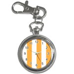Vertical Stripes - White and Pastel Orange Key Chain Watch