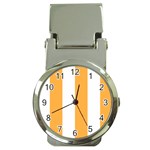 Vertical Stripes - White and Pastel Orange Money Clip Watch