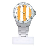 Vertical Stripes - White and Pastel Orange Nurses Watch
