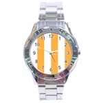 Vertical Stripes - White and Pastel Orange Stainless Steel Analogue Watch