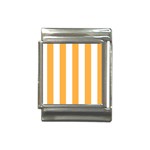 Vertical Stripes - White and Pastel Orange Italian Charm (13mm)
