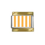 Vertical Stripes - White and Pastel Orange Gold Trim Italian Charm (9mm)