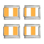 Vertical Stripes - White and Pastel Orange 9mm Italian Charm (4 pack)