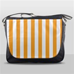 Vertical Stripes - White and Pastel Orange Messenger Bag