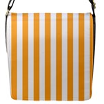 Vertical Stripes - White and Pastel Orange Flap Closure Messenger Bag (S)