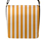 Vertical Stripes - White and Pastel Orange Flap Closure Messenger Bag (L)