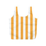 Vertical Stripes - White and Pastel Orange Full Print Recycle Bag (S)