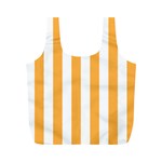 Vertical Stripes - White and Pastel Orange Full Print Recycle Bag (M)
