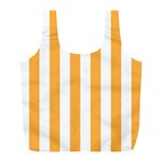 Vertical Stripes - White and Pastel Orange Full Print Recycle Bag (L)