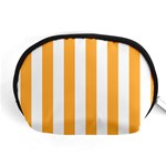Vertical Stripes - White and Pastel Orange Accessory Pouch (Medium)