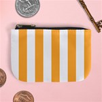 Vertical Stripes - White and Pastel Orange Mini Coin Purse